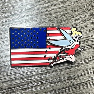 Disney Tinker Bell Patriotic American Flag Glitter Single Pin