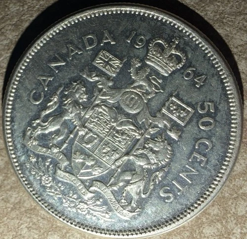 1964 Canada 50 Cent Piece 80% Silver Queen Elizabeth II Half Dollar