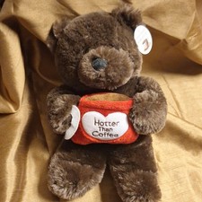 Brown Coffee Scented Plush Bear with Mug 'Hotter Than Coffee'