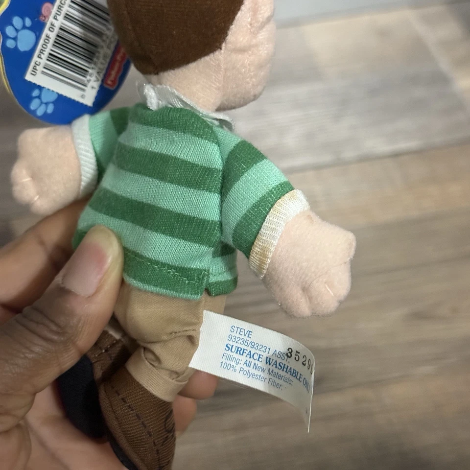 "Muñeco de peluche Blues Clues Steve figura habla bolsa clip en 1999 6,5"" nuevo" Foto 3 de 3