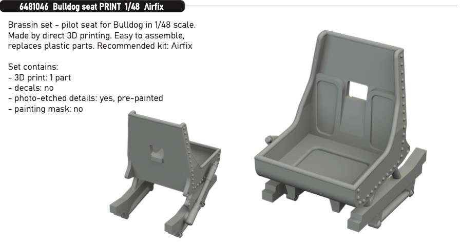 Eduard Accessories 6481046 - 1:48 Bulldog Seat Print - New - Image 3