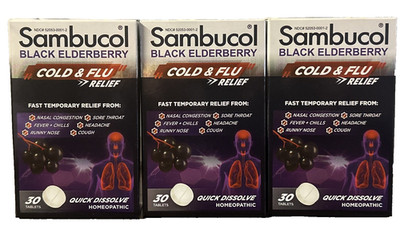 Sambucol Black Elderberry Cold & Flu Relief Quick Dissolve 90 Tablets 3/2029