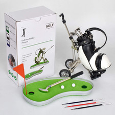 Golf Pen Holder with 3 Piece Pens Desktop Toys Decoration Entertainment Novelty