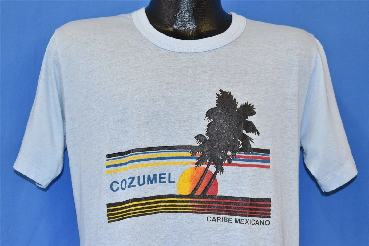 vtg 80s COZUMEL MEXICO CARIBE MEXICANO SUNSET PALM TREE TOURIST TRAVEL t-shirt M