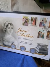 MINT SILVER PROOF COIN COVER LTD EDITION 5 OF ONLY 50 JANE AUSTEN 250. GEBURTSTAG