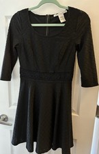 American Rag Cie Black Fit & Flare Dress w/Lace Waist LBD Women's Small