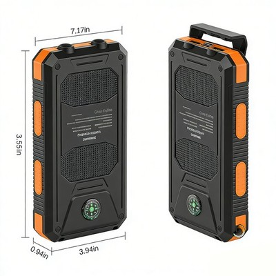 2PCS High-Capacity 20000mAh Solar Power Bank Waterproof for Emergency Backup Use