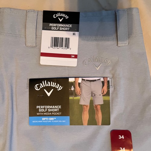 Pantaloncini da golf Callaway Opti-Dry Performance da uomo, grigio perla, taglia 34 nuovi con etichette - Foto 9 di 9