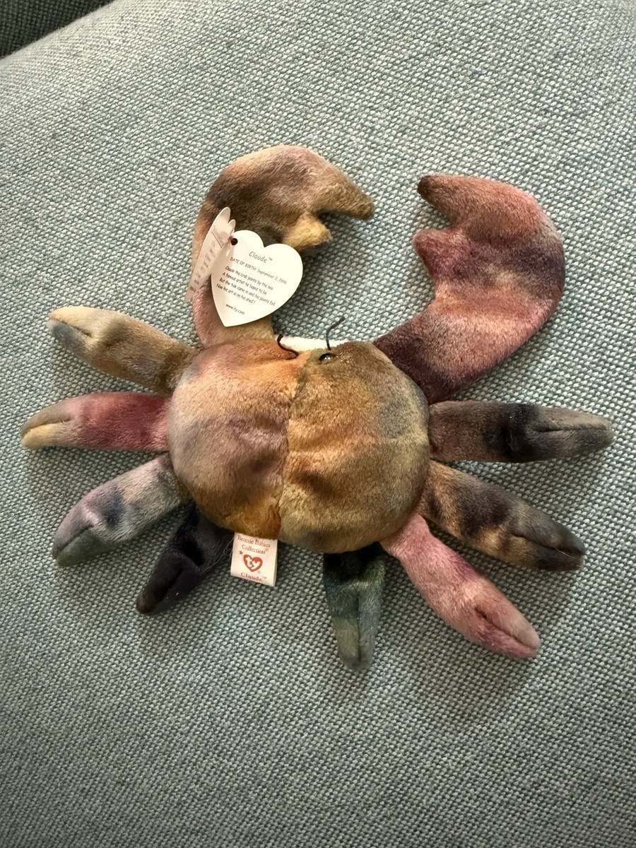 Ty Beanie Baby Claude the Crab DOB September 3, 1996 RARE TAG ERRORS