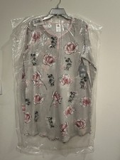 Disney Women’s Gray Long Sleeve Top with Pink Floral & Mickey Print