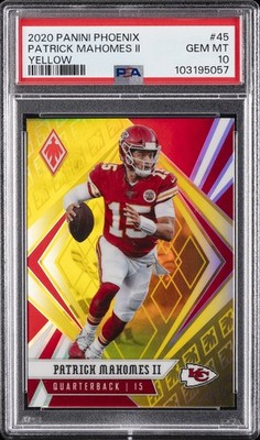 2020 PANINI PHOENIX YELLOW #45 PATRICK MAHOMES II 9/75 PSA 10
