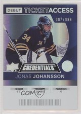 2021-22 Credentials 2020-21 Debut Ticket Access 7/999 Jonas Johansson #88 03bh