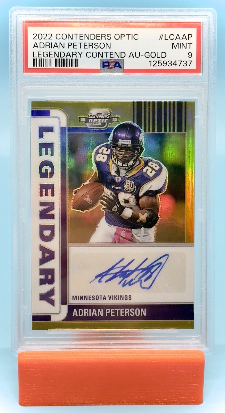 Adrian Peterson 2022 Contenders Optic Legendary Contenders Auto Gold /10 PSA 10 