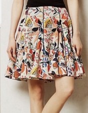 Anthropologie Eva Franco Songbird Floral Bird Print Skirt Womens 12 Boho Fairy