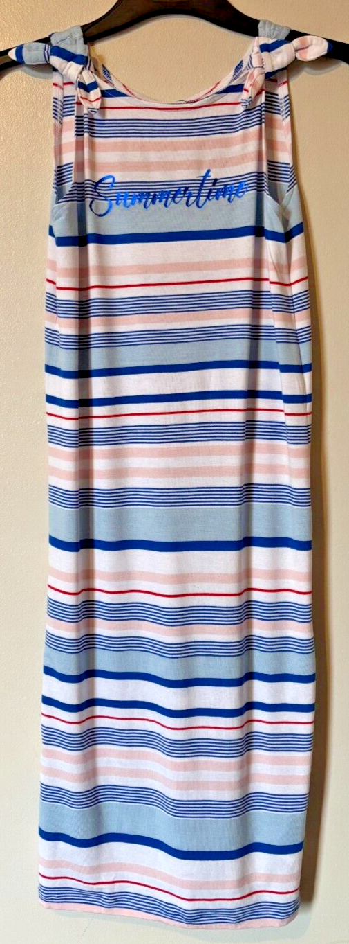 Girls Striped Summertime Dress M&S 7-8 Years BNWT Multi + FREE Surf Flip Flops