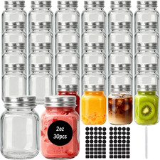2 Oz Glass Mason Jars with Silver Lids,30 Pack Small Glass Jars Mini Spice Jars
