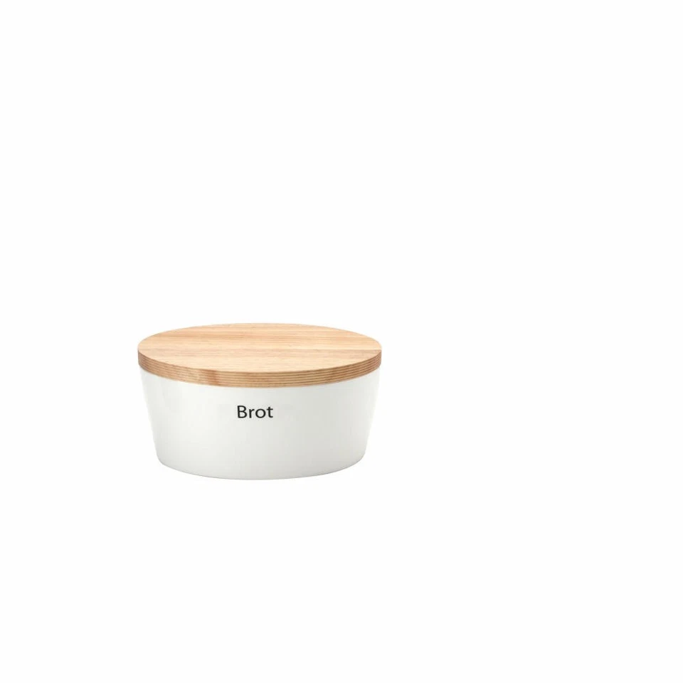 Continenta Brottopf oval mit Holzdeckel, S, Keramik, Weiß, 27 x 20 x 13.5 cm - Bild 1 von 1