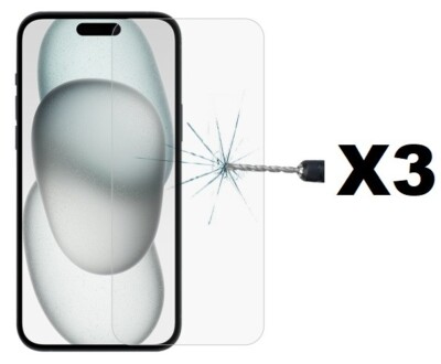 3 Pack Tempered Glass Protector, Anti Scratch, Bubble Free for iPhone 15 Pro