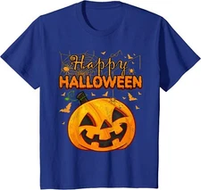 Funny Spooky Season Retro Pumpkin Happy Halloween Youth Unisex T-shirt