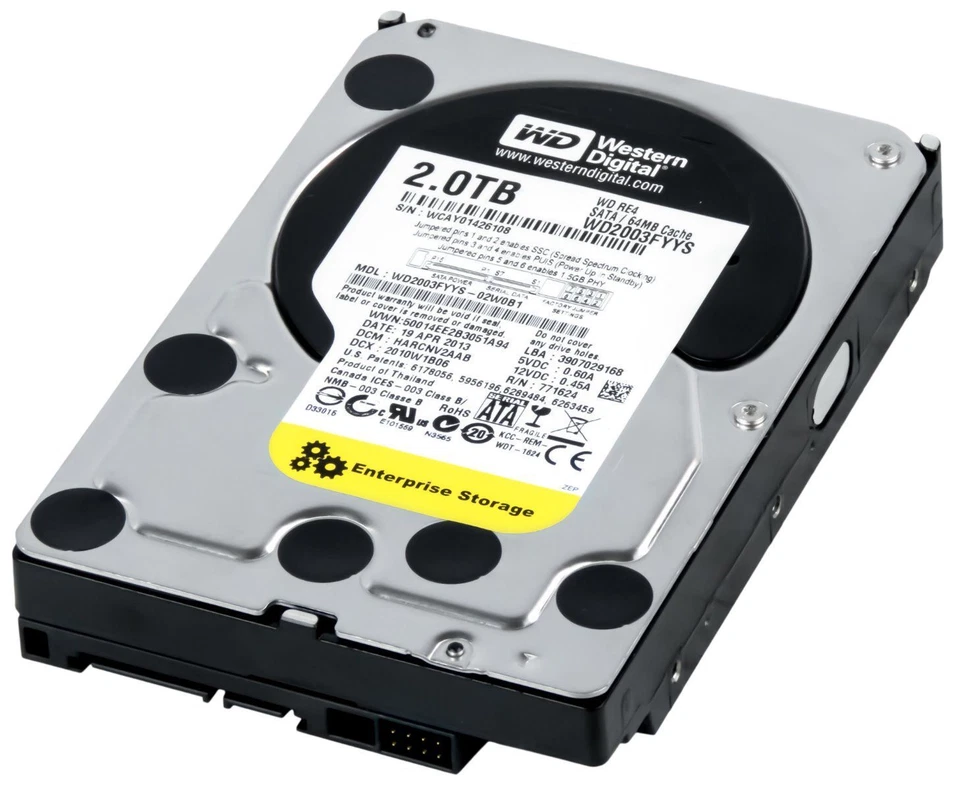 Disco Rigido Western Digital RE4 BLACK WD2003FYYS 2TB 7200RPM 64MB SATA II 3.5" - Immagine 2 di 3