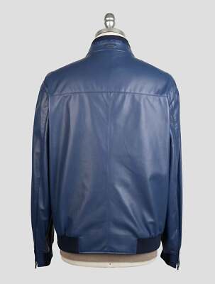 NEW ZILLI BLUE LEATHER LEATHER CROCODILE COAT US 40 - EU 50 ZCZ1