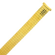 Watch Band Expansion Metal Stretch Curved Ends Gold Plated fits Mens 16mm-20mm