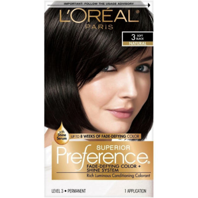 Loreal Paris Superior Preference Permanent Hair Dye #3 Soft Black AUTHENTIC NEW