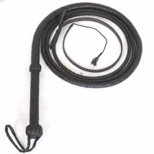 Indiana Jones Bull Whip 06 Foot 8 Strands Black Cow Hide Real Leather Bullwhip 