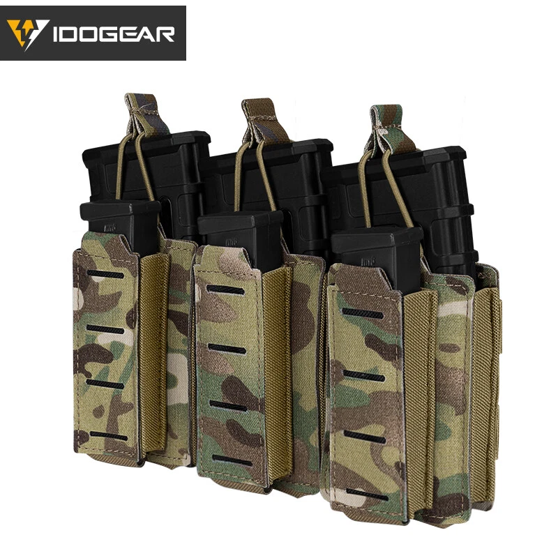 IDOGEAR Tactical LSR 9mm 556 Mag Bolsa Triple Mag Portador MOLLE Bolsa Corte Láser