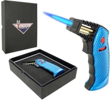 Big Side Torch Table Jet Lighter Butane Butane Refillable w/ Gift Box Blue