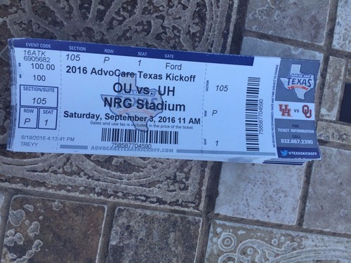 2016 OKLAHOMA SOONERS VS HOUSTON COUGARS COLLEGE FOOTBALL TICKET STUB 9/3 - 第 1/1 張圖片