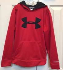 Under Armour Storm Hoodie Sweatshirt Loose Fit Red And Black Boys YSM 1240249
