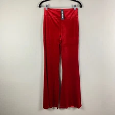 ModCloth Velvet Flare Loving The Luxe Life Wide-Leg Pants Size Small Red Pull On