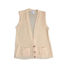 Vintage Its Pure Gould Knit Cardigan Sweater Vest Small Yellow