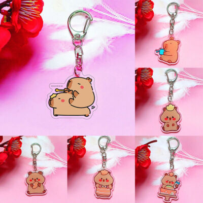 Funny Kawaii Capybara Pendant Keychain Cute Cartoon Acrylic Doll Bag Keyring SUM