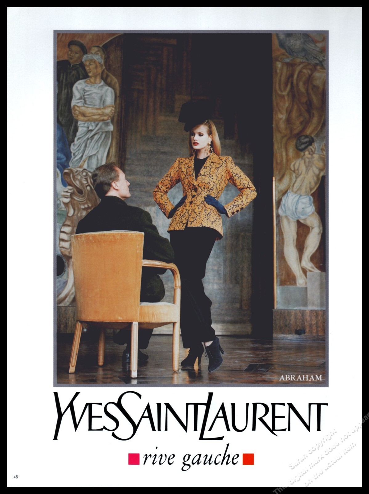 SAINT LAURENT 1990 YSL Tacchi Alti Rivista Stampa Pubblicità Donna Moda Scarpe Gambe Lunghe 1D Spg