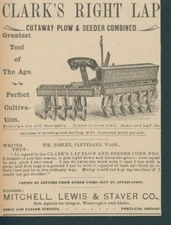 1898 Clark's Right Lap Cutaway Plow Seeder Combined Mitchell Lewis Staver B RS1