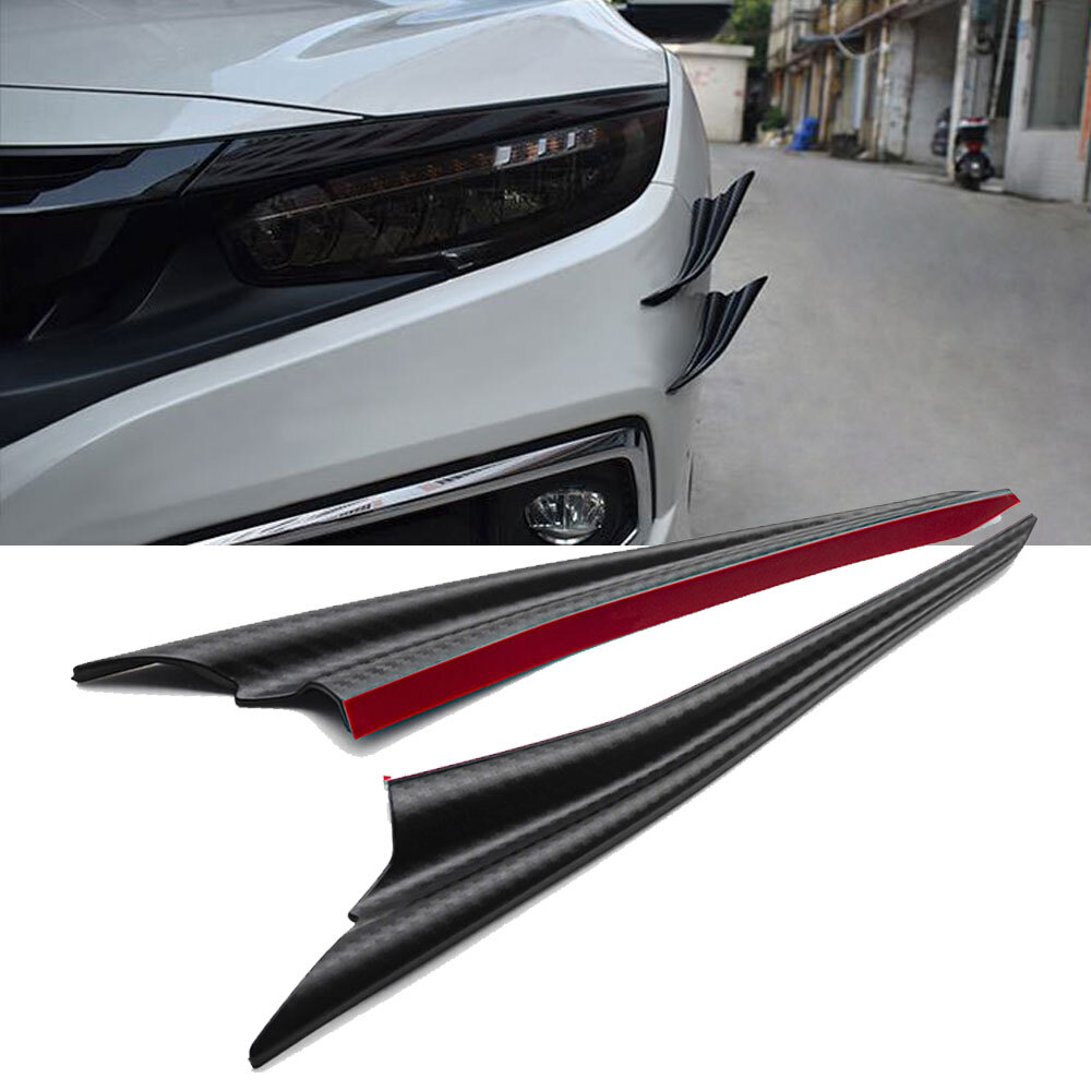 2x Car Universal Front Bumper Fin Canard Splitter Diffuser Valence Spoiler Lip