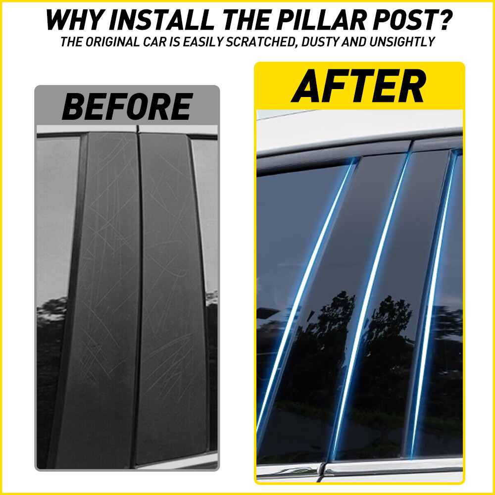 Car Door Pillar Posts Trim,Window Outer Pillar Post Panel Covers Fit For Infiniti G35 G37 Sedan 2002-2013,Door Pillar Moldings Cover Anti Scratch Stickers Glossy Black 6PCS