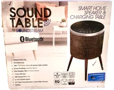 Soundstream Sound Table w/Built-in Bluetooth 5.0 Speaker System & Charging Brown