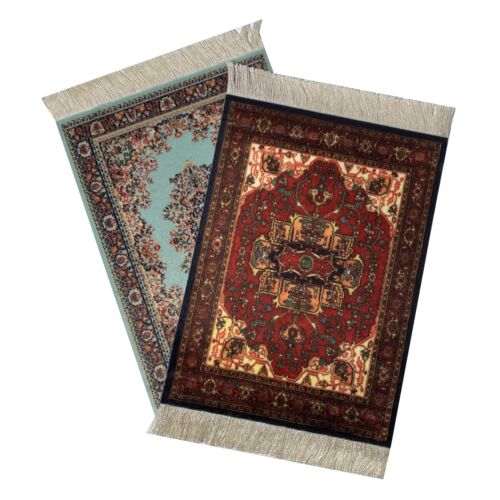Carpet Coasters, Set of 2 Oriental Rug Style Table Drink mats, Absorbent Kitc... - Picture 1 of 6
