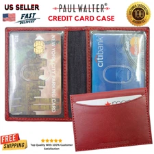 Mens Credit Card Case,ID Holder,Business Card Organizer Leather Bifold Wallet