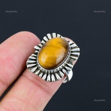 925 Sterling Silver Tiger Eye Stone Birthday Engagement Anniversary Ring Jewelry