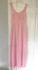 Vtg 1960s Kayser Long Silky Pink Nylon Lace Nightgown Gown USA 36 xs-s eeuc 