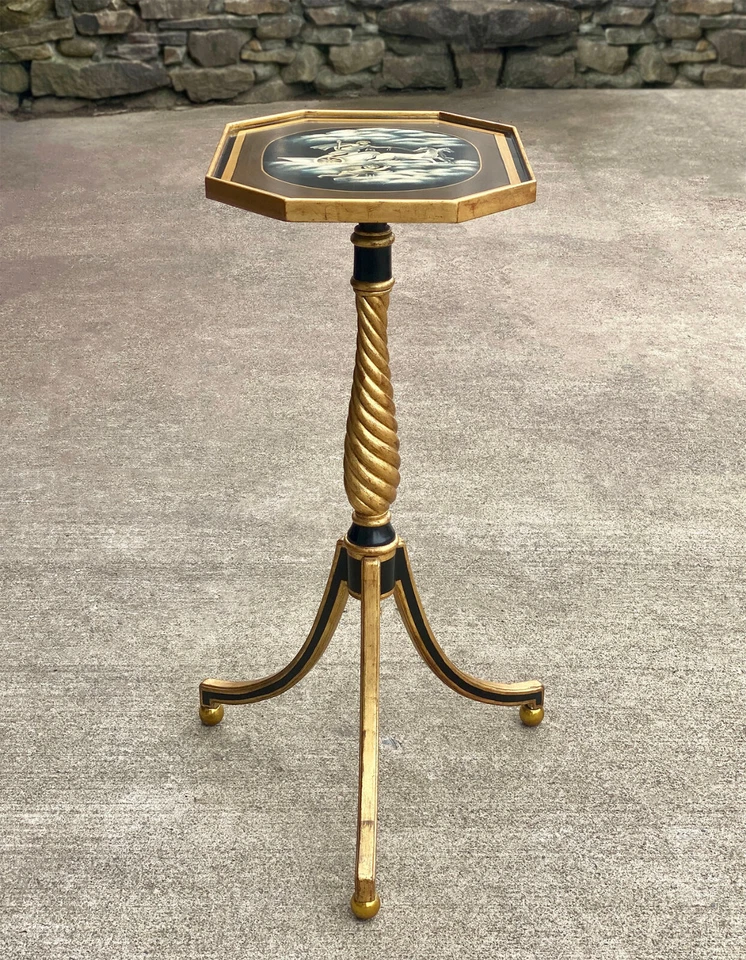 复古 NeoClassical 洛可可镀金倾斜顶部火幕鸡尾酒桌 — 第 3/4 张图片