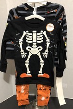 Boys Halloween 12 Mos. - 4 Pce Pajamas Glow in Dark Just One You Carters NEW