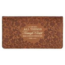 Premium Vegan Leather Floral Scripture Checkbook Cover for Women: All Things