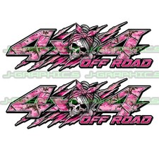 4x4 Off Road Pink Camo Skull Decal Truck Bedside Fender Sticker Pair A 4x4 Off Road Pink Camo Skull Decal Truck Bedside Fender Sticker Pair A
