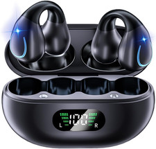 Open Ear Bone Conduction Headphones Bluetooth 5.3 Wireless Clip on Earbuds with