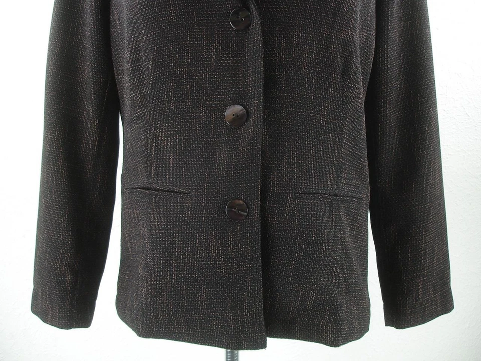 Mujer M 8 Chico's Talla 1 2 Piezas Traje Pantalones 30 X 31 Negro Tweed Chaqueta Blazer Rayón Foto 4 de 4